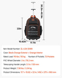 VEVOR Rolling Tool Backpack, 110 lbs Load Capacity, 72 Pockets Heavy Duty Roller Tool Bag on Wheels, Adjustable Telescoping Handle & Stable Base, Toolbag Organizers for Construction, Mechanic