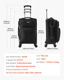 VEVOR Softside Expandable Luggage with Spinner Wheels, 20 - Inch Softside Carry on Luggage, Lightweight Checked Suitcase with Expandable Zippered Pocket and TSA Lock, Black
