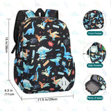 VGJ Kids Backpack for Girls Boys - 15 Inch Dinosaur Childrens Backpack Cute School Bag Kindergarten Backpack for Ages 3 - 8, Black