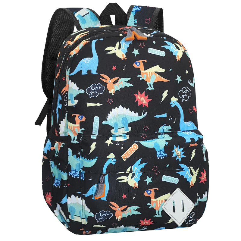 VGJ Kids Backpack for Girls Boys - 15 Inch Dinosaur Childrens Backpack Cute School Bag Kindergarten Backpack for Ages 3 - 8, Black