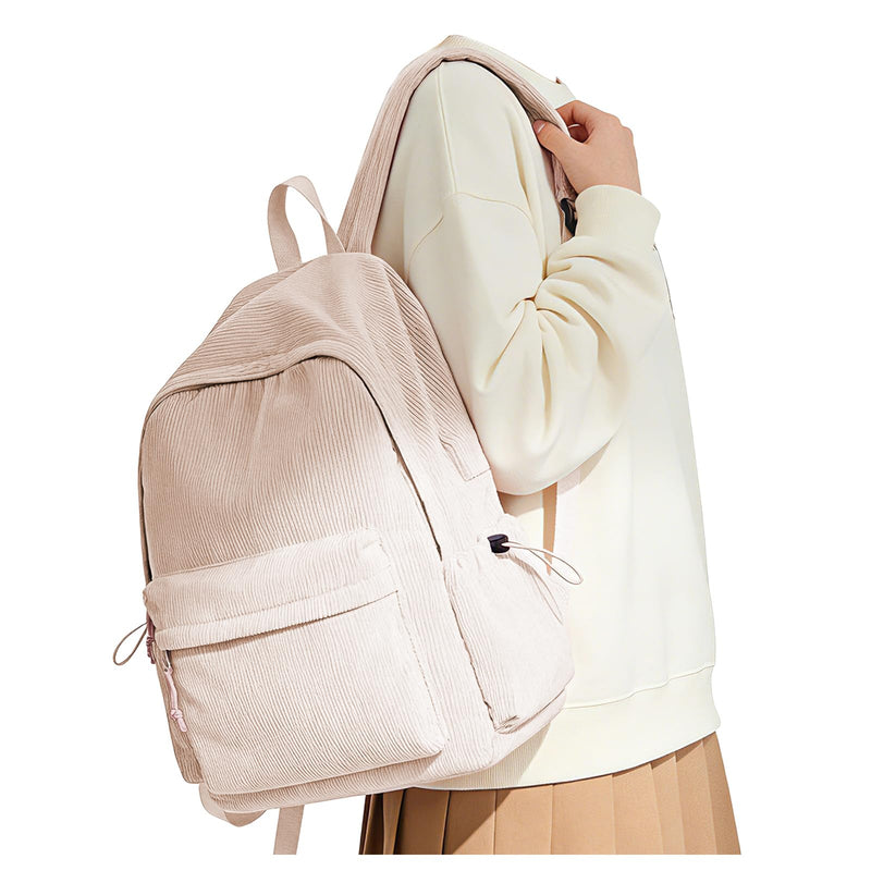 VGOCO Corduroy Backpack for Women Men Cute College Backapck Aesthetic Backpack Preppy Backpacks Laptop Bags Women Commuter Back Pack Travel Backapck Casual Work Daypack Rucksack Pink