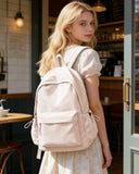 VGOCO Corduroy Backpack for Women Men Cute College Backapck Aesthetic Backpack Preppy Backpacks Laptop Bags Women Commuter Back Pack Travel Backapck Casual Work Daypack Rucksack Pink