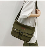 Vhitler Messenger Bag - Canvas Crossbody Bag, Grunge Y2k Style (Green, One Size)