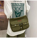 Vhitler Messenger Bag - Canvas Crossbody Bag, Grunge Y2k Style (Green, One Size)