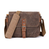 Vianber SLR Camera Bag, Waterproof Wax Canvas Bag Vintage Camera Case Messenger Bag with Interlayer Pad (Khaki)