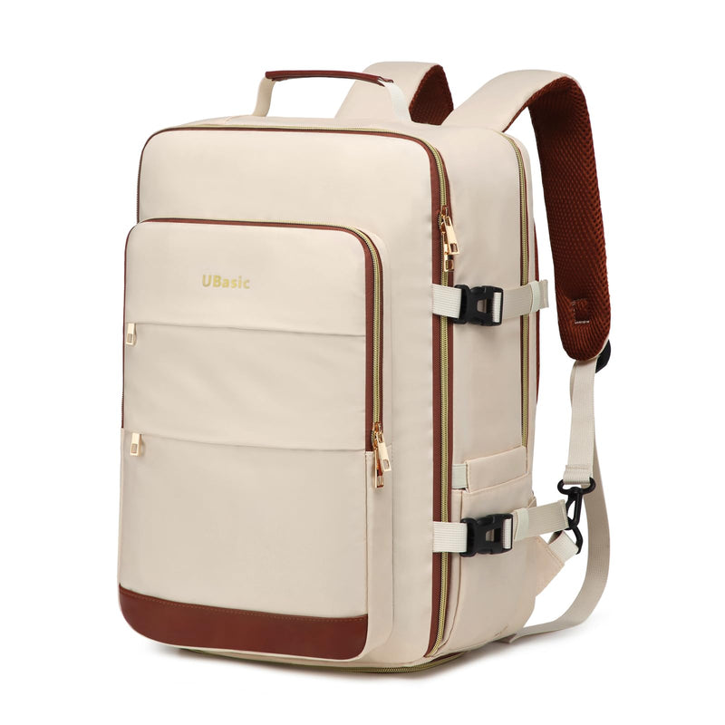 VICKEYWIN Travel Backpack with Separate Shoe Compartment Laptop Bag for Business/Leisure,Water - Resistant Durable Backpack (Beige)