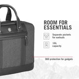 Victorinox Architecture Urban2 Briefcase - Professional Laptop Briefcase with Detachable Shoulder Strap - Perfect Travel Bag - 16 Liters, Gray