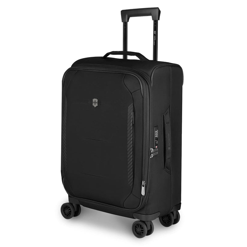 Victorinox Crosslight Frequent Flyer Plus Softside Carry - On - Lightweight Rolling Suitcase for Travel Essentials - Expandable Luggage with Foldable Organizer - 46 Liter, Black