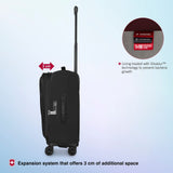 Victorinox Crosslight Frequent Flyer Plus Softside Carry - On - Lightweight Rolling Suitcase for Travel Essentials - Expandable Luggage with Foldable Organizer - 46 Liter, Black