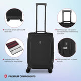 Victorinox Crosslight Frequent Flyer Plus Softside Carry - On - Lightweight Rolling Suitcase for Travel Essentials - Expandable Luggage with Foldable Organizer - 46 Liter, Black