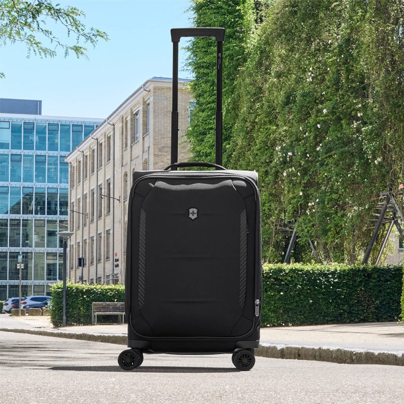 Victorinox Crosslight Frequent Flyer Plus Softside Carry - On - Lightweight Rolling Suitcase for Travel Essentials - Expandable Luggage with Foldable Organizer - 46 Liter, Black