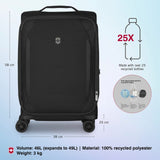 Victorinox Crosslight Frequent Flyer Plus Softside Carry - On - Lightweight Rolling Suitcase for Travel Essentials - Expandable Luggage with Foldable Organizer - 46 Liter, Black