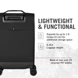 Victorinox Crosslight Frequent Flyer Softside Carry - On - Lightweight Rolling Suitcase for Travel Essentials - Expandable Luggage with Foldable Organizer - 39 Liter, Black