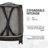 Victorinox Crosslight Frequent Flyer Softside Carry - On - Lightweight Rolling Suitcase for Travel Essentials - Expandable Luggage with Foldable Organizer - 39 Liter, Black