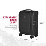 Victorinox Crosslight Frequent Flyer Softside Carry - On - Lightweight Rolling Suitcase for Travel Essentials - Expandable Luggage with Foldable Organizer - 39 Liter, Black