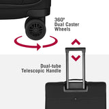 Victorinox Crosslight Large Softside Case - Large Travel Luggage with Spinner Wheels - Premium Traveling Essentials - Includes Foldable Pack Light Organizer - 106 Liter, Black