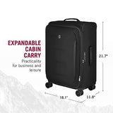 Victorinox Crosslight Large Softside Case - Large Travel Luggage with Spinner Wheels - Premium Traveling Essentials - Includes Foldable Pack Light Organizer - 74 Liter, Black