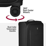 Victorinox Crosslight Large Softside Case - Large Travel Luggage with Spinner Wheels - Premium Traveling Essentials - Includes Foldable Pack Light Organizer - 74 Liter, Black
