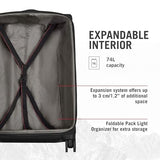Victorinox Crosslight Large Softside Case - Large Travel Luggage with Spinner Wheels - Premium Traveling Essentials - Includes Foldable Pack Light Organizer - 74 Liter, Black
