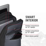 Victorinox Energy 16" Laptop Backpack - Slim Backpack for Business & Travel - Laptop Compartment - Airflow Back Padding - Lightweight & Durable - Black/Grey