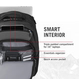 Victorinox Flyer 16" Laptop Backpack - Slim Backpack for Business & Travel - Laptop Compartment - Airflow Back Padding - Lightweight & Durable - Black/Grey