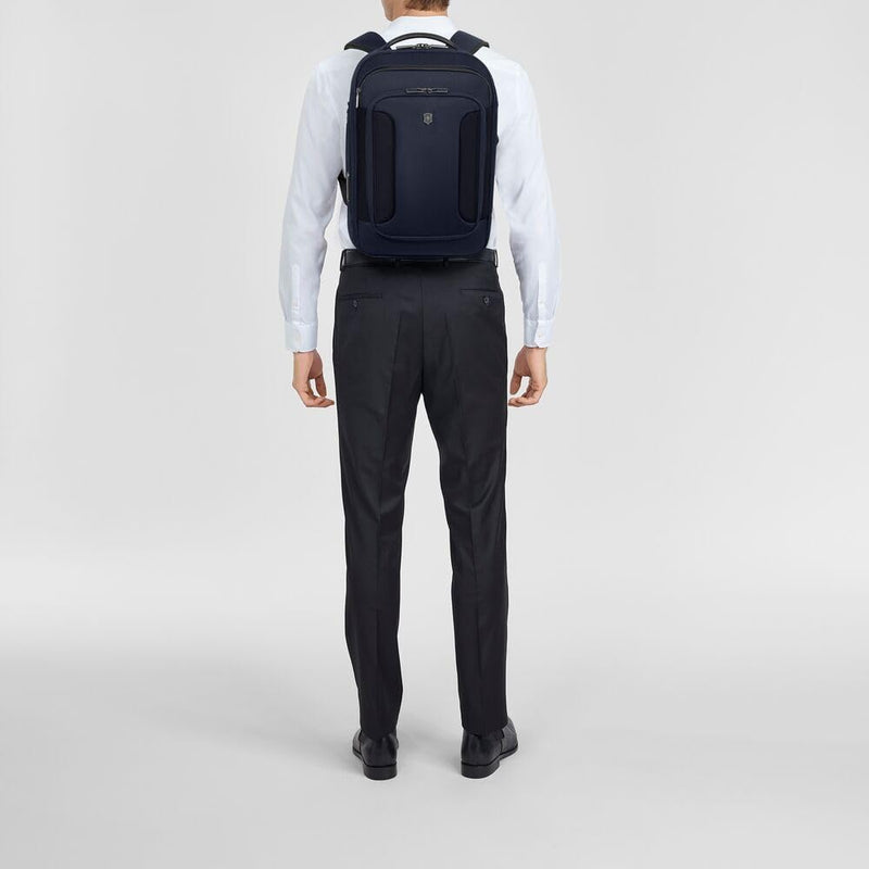 Victorinox Werks Traveler 7.0, Compact Backpack with 14" Laptop and 11" Tablet Compartment, Navy Blue