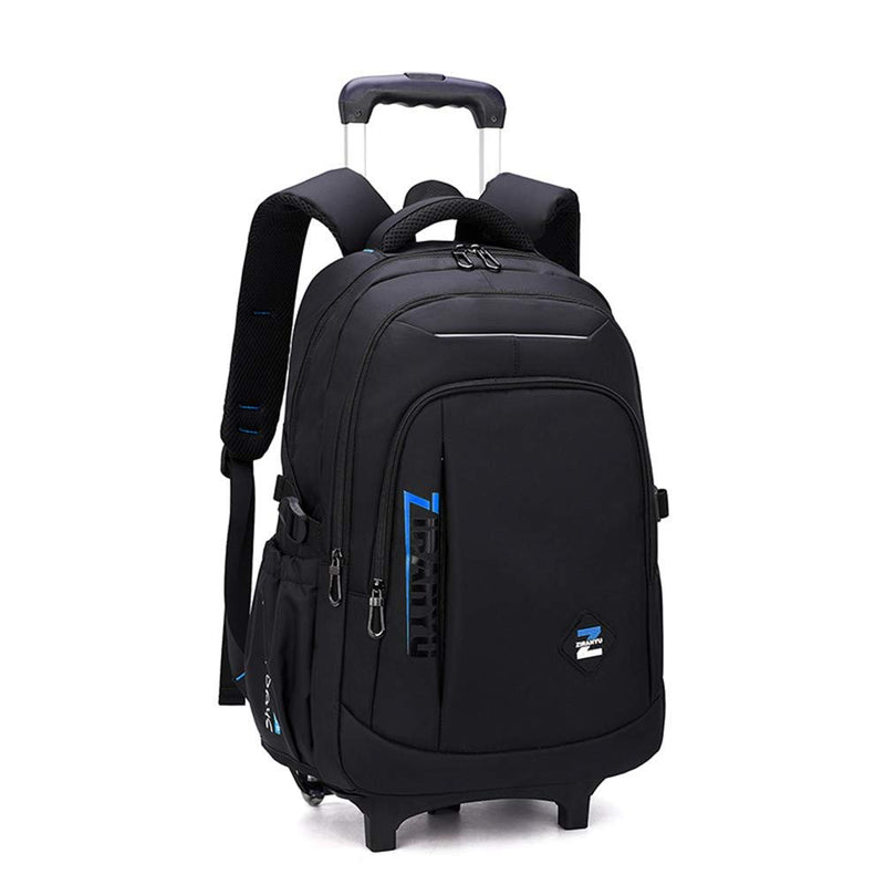 VIDOSCLA Black Kids Boys Rolling Backpack Teens Carry - on Luggage with Wheels Trolly BookBag for School - 2 Wheels