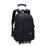 VIDOSCLA Black Kids Boys Rolling Backpack Teens Carry - on Luggage with Wheels Trolly BookBag for School - 2 Wheels