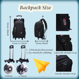 VIDOSCLA Black Kids Boys Rolling Backpack Teens Carry - on Luggage with Wheels Trolly BookBag for School - 2 Wheels