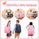 VIDOSCLA School Bags for Girls,2Pcs Bowknot Students Backpack,Elementary Princess Bookbag Sets for School
