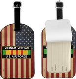 Vietnam Veteran U.S. Air Force Leather Luggage Tags for Men Women for Suitcases-Baggage Bag Tag Suitcase Labels ID Tags with Full Back Privacy Cover
