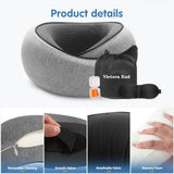 Vietora Eud Travel Neck Pillow, Memory Foam Neck Support for Airplane, Car & Office, Breathable Portable Design with Eye Mask, Earplug Holder & Carry Bag, for Men&Women
