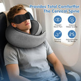 Vietora Eud Travel Neck Pillow, Memory Foam Neck Support for Airplane, Car & Office, Breathable Portable Design with Eye Mask, Earplug Holder & Carry Bag, for Men&Women