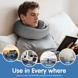 Vietora Eud Travel Neck Pillow, Memory Foam Neck Support for Airplane, Car & Office, Breathable Portable Design with Eye Mask, Earplug Holder & Carry Bag, for Men&Women