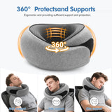 Vietora Eud Travel Neck Pillow, Memory Foam Neck Support for Airplane, Car & Office, Breathable Portable Design with Eye Mask, Earplug Holder & Carry Bag, for Men&Women