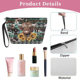 Viewamoon Western Travel Toiletry Bag for Women Hanging Makeup Bag Cosmetic Purse Highland Cow Make Up Brush Holder Organizer Sunflower Purse Lipstick Pouch Zipper for Summer Beach Holiday Outdoor