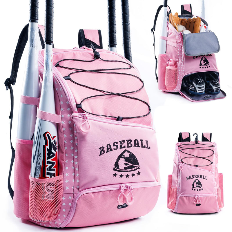 VIGEGARI Baseball Bag for Youth & Adult with 4 Bat Sleeves - Softball Bat Bag with Shoe Compartment - Baseball Backpack for T - Ball, Softball Equipment, Baseball Gear, Baseball Bags for Boys 8 - 12