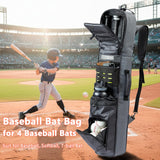 VIGEGARI Baseball Bat Bag Backpack Holds 4 Bats, Slim Bat - Focused Design for Youth & Adults, Baseball Bag with Fence Hook, Padded Bat Case with Ball Pocket, Softball & T - Ball Bat Carrying Bag