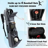 VIGEGARI Baseball Bat Bag Backpack Holds 4 Bats, Slim Bat - Focused Design for Youth & Adults, Baseball Bag with Fence Hook, Padded Bat Case with Ball Pocket, Softball & T - Ball Bat Carrying Bag