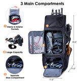 VIGEGARI Upgraded Rolling Baseball Bag with Sturdy Hard Backing - Large Softball Bag with Wheels for 4 Bats, Large Team Equipment Duffle Bat Bag, Catcher Gear Bag for Boys 8 - 12, Youth, Adults
