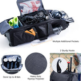 VIGEGARI Upgraded Rolling Baseball Bag with Sturdy Hard Backing - Large Softball Bag with Wheels for 4 Bats, Large Team Equipment Duffle Bat Bag, Catcher Gear Bag for Boys 8 - 12, Youth, Adults