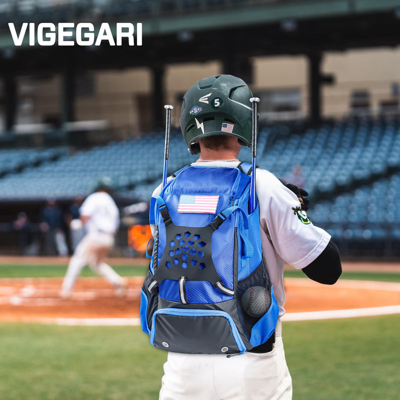 VIGEGARI Youth Baseball Backpack for Boys, Bat Bag, Softball Bag, T - Ball, Softball Equipment & accessories for Bat, Glove Holder, Helmet, Shoes Compartment, Baseball Gifts for Youth and Adults.