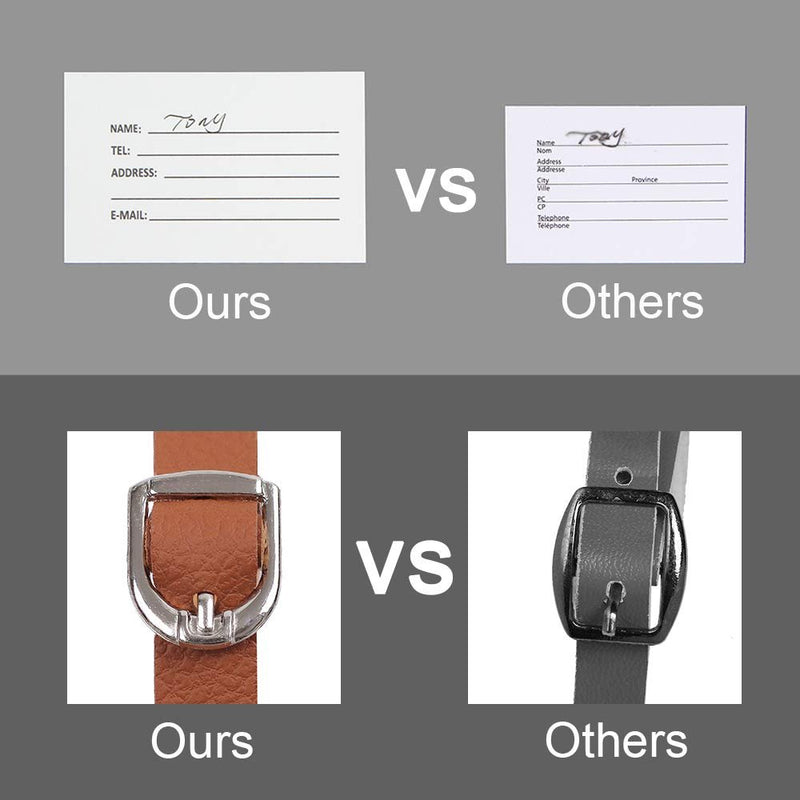 Vigorport Luggage Tag，Leather Identifiers Travel Tags for Suitcase,Bag Tags with Name Card Holder - Set of 4
