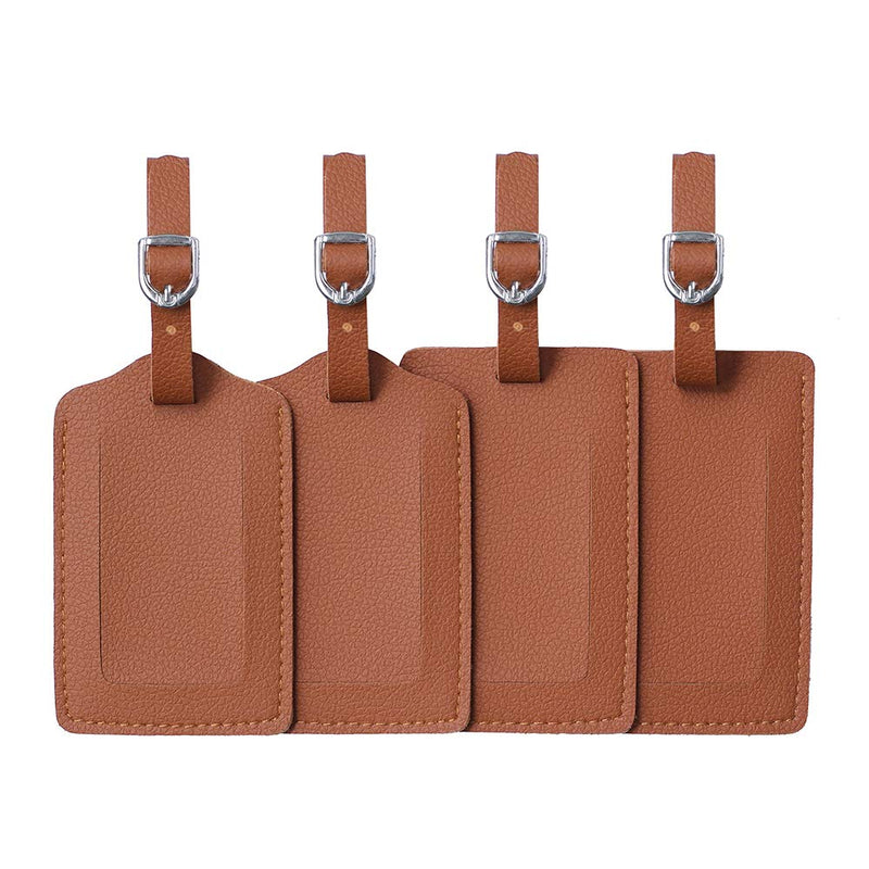 Vigorport Luggage Tag，Leather Identifiers Travel Tags for Suitcase,Bag Tags with Name Card Holder - Set of 4