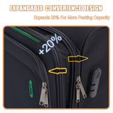 VIHEEVA Softside Luggage Sets, Extra Large Expandable Suitcase Sets With Spinner Wheels and Combination Lock Red Luggage For Long Time Overseas Journey(Navy) 22inch, 26inch, 30inch