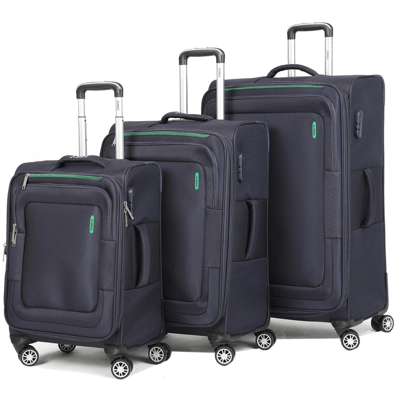 VIHEEVA Softside Luggage Sets, Extra Large Expandable Suitcase Sets With Spinner Wheels and Combination Lock Red Luggage For Long Time Overseas Journey(Navy) 22inch, 26inch, 30inch