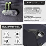 VIHEEVA Softside Luggage Sets, Extra Large Expandable Suitcase Sets With Spinner Wheels and Combination Lock Red Luggage For Long Time Overseas Journey(Navy) 22inch, 26inch, 30inch