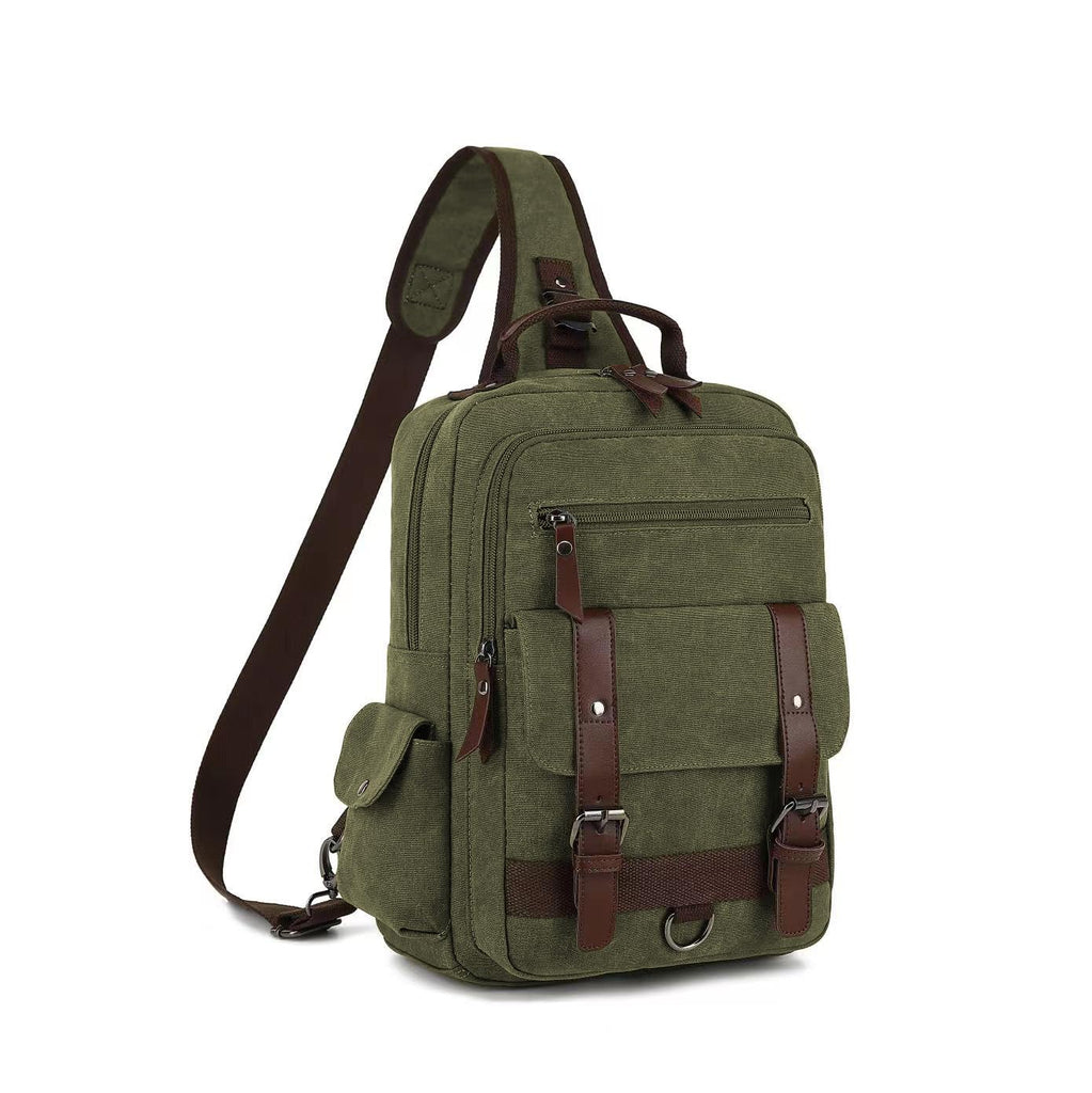 Vintage Canvas Crossbody Bag for Men - Lightweight Single Shoulder Laptop Bag for Casual Travel and Cycling - Green | Backpacks4Less