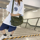 Vintage Canvas Messenger Bag for Men Women Crossbody Bag Satchel Shoulder Bag Harajuku Streetwear (Army Green)