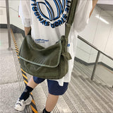 Vintage Canvas Messenger Bag for Men Women Crossbody Bag Satchel Shoulder Bag Harajuku Streetwear (Army Green)